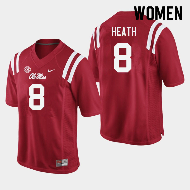 Women #8 Malik Heath Ole Miss Rebels College Football Jerseys Sale-Red
